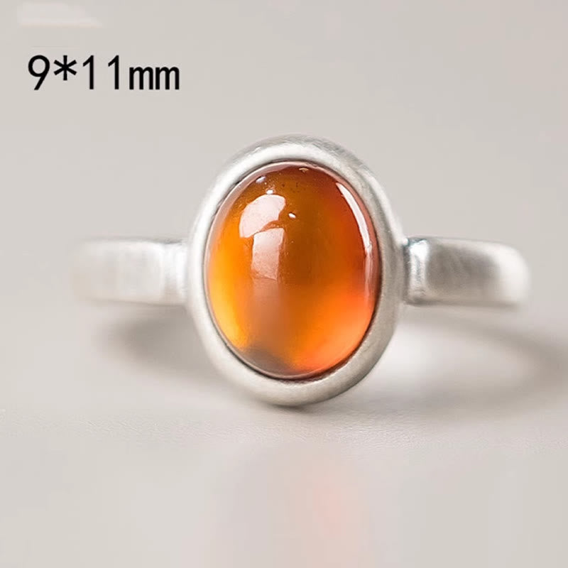 Buddha Stones天然 925 スターリングシルバー ガーネット 調節可能 挿入 カームリング