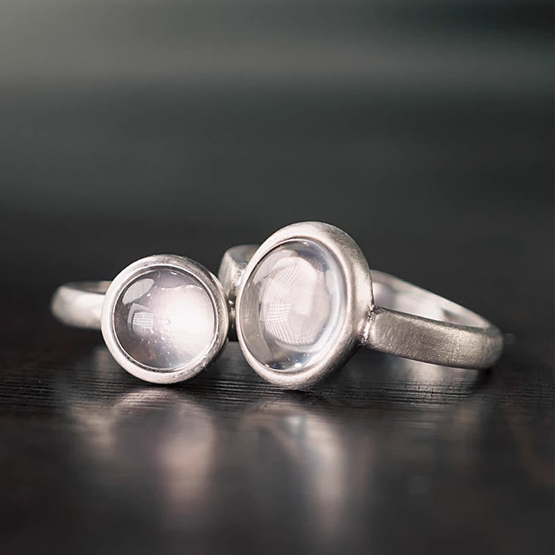 Buddha Stones天然 925 スターリングシルバー ピンククリスタル 調節可能な温かみのあるリング