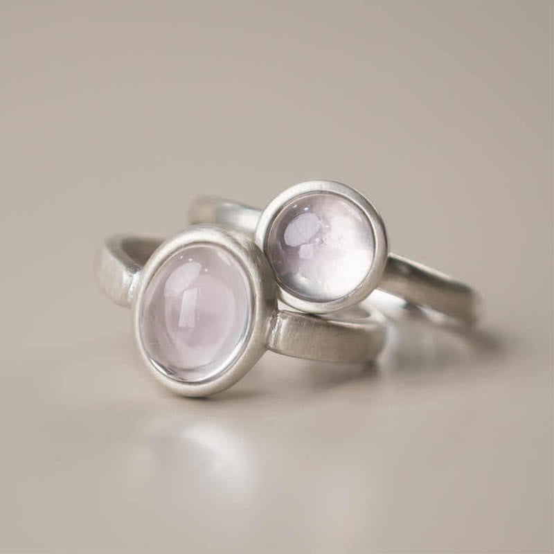 Buddha Stones天然 925 スターリングシルバー ピンククリスタル 調節可能な温かみのあるリング