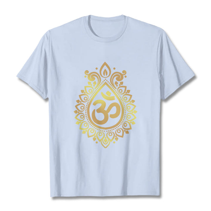 Buddha StonesウォータードロップOMデザインTシャツ - ライトシアン - 2XL - image 19