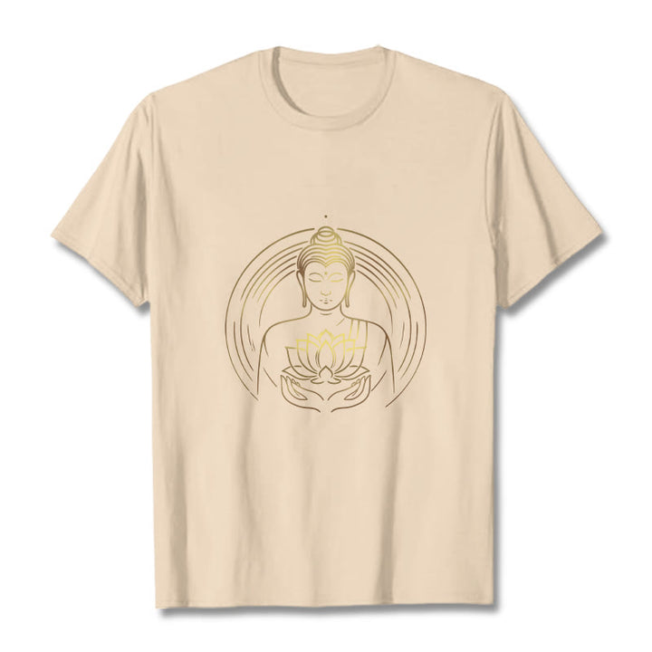 Buddha Stones蓮の花を持つ黄金の仏像 Tシャツ - ビスク - 2XL - image 9