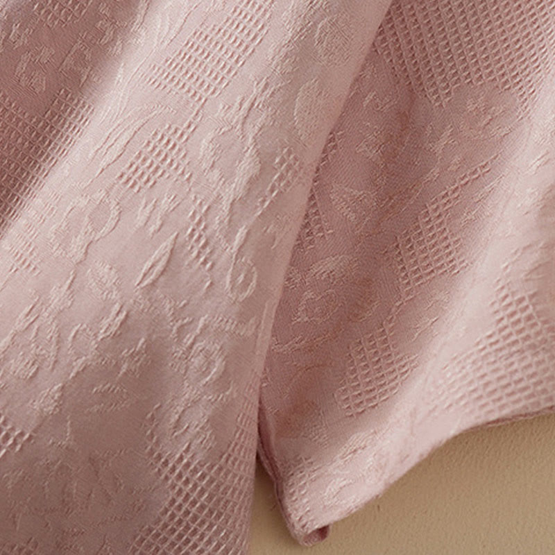 Buddha Stonesカジュアルフラワーカラフルフロッグボタン半袖コットンリネンレディースシャツ - image 10