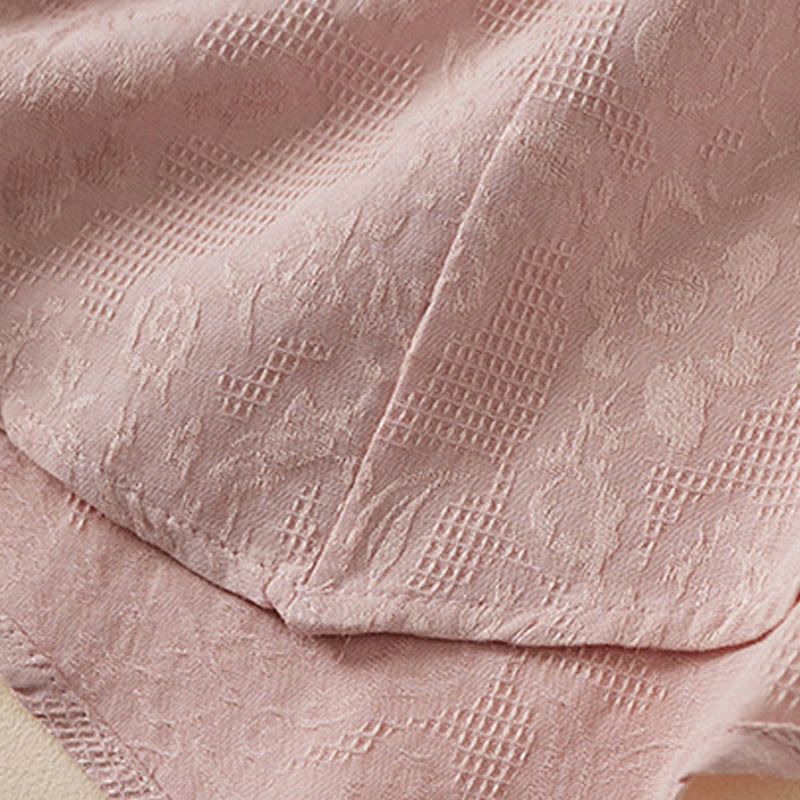 Buddha Stonesカジュアルフラワーカラフルフロッグボタン半袖コットンリネンレディースシャツ - image 12