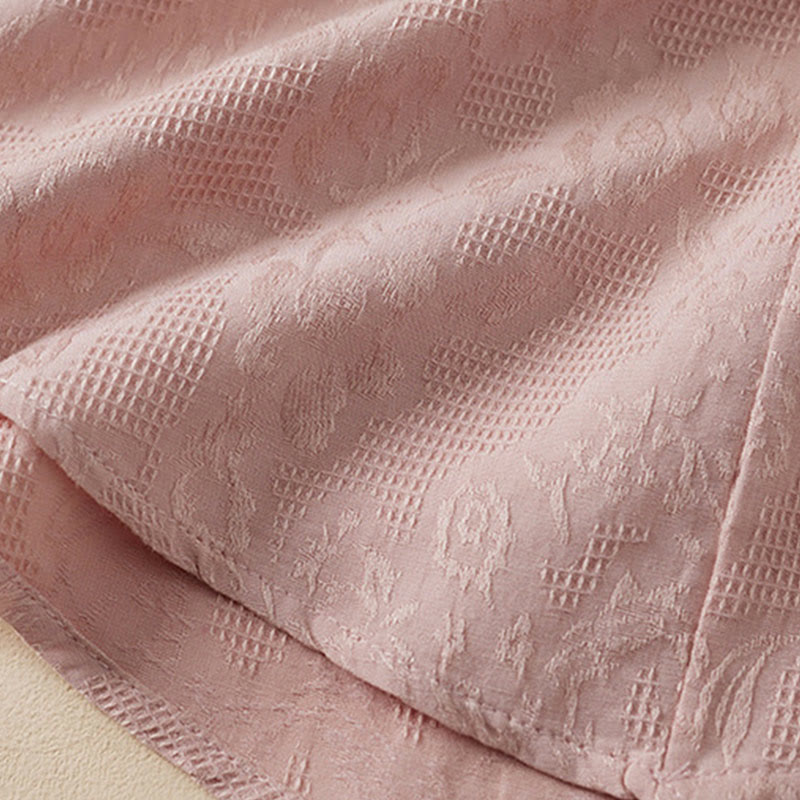 Buddha Stonesカジュアルフラワーカラフルフロッグボタン半袖コットンリネンレディースシャツ - image 11