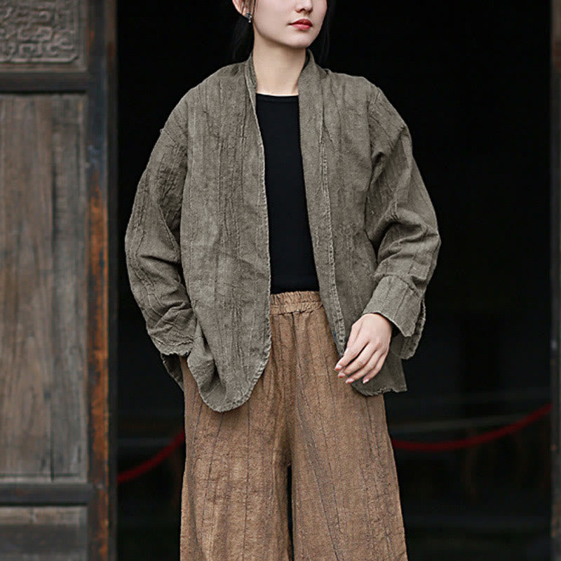 Buddha Stones無地タイダイ 長袖 禅瞑想 オープンフロント ジャケット