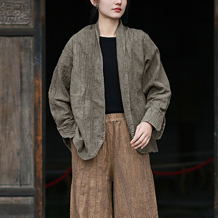 Buddha Stones無地タイダイ 長袖 禅瞑想 オープンフロント ジャケット