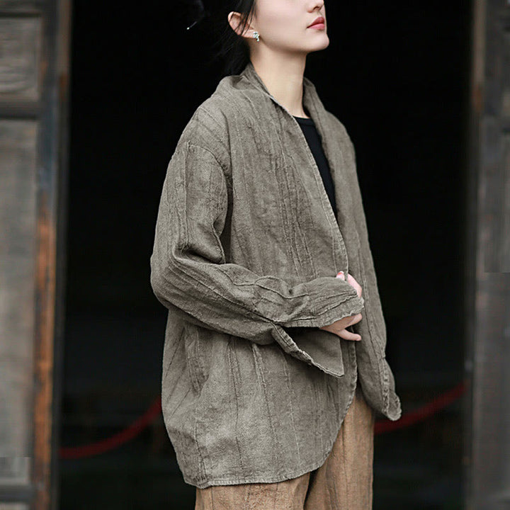 Buddha Stones無地タイダイ 長袖 禅瞑想 オープンフロント ジャケット