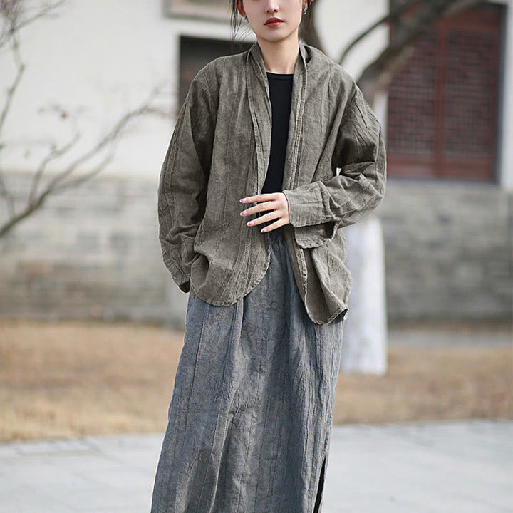 Buddha Stones無地タイダイ 長袖 禅瞑想 オープンフロント ジャケット