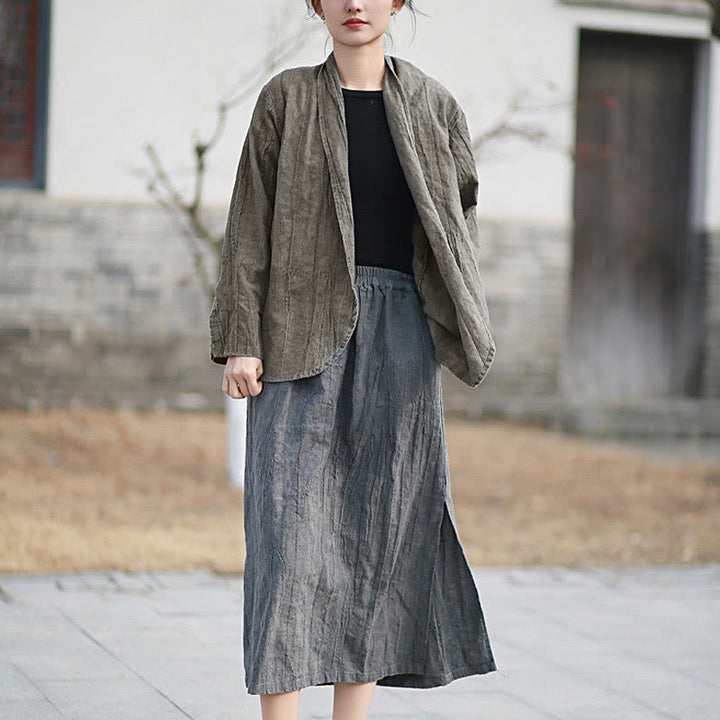 Buddha Stones無地タイダイ 長袖 禅瞑想 オープンフロント ジャケット