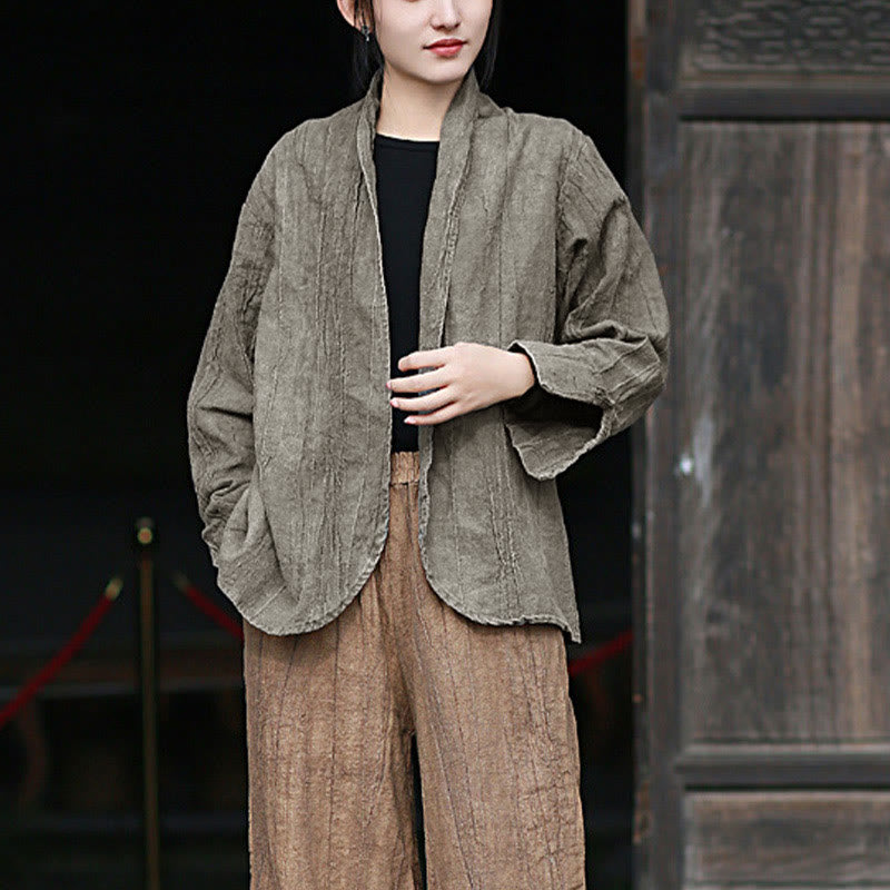 Buddha Stones無地タイダイ 長袖 禅瞑想 オープンフロント ジャケット