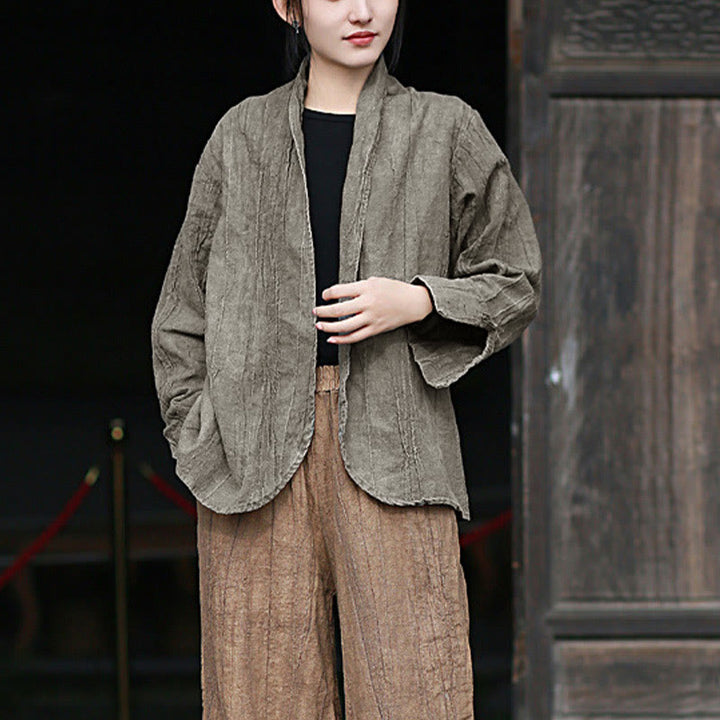 Buddha Stones無地タイダイ 長袖 禅瞑想 オープンフロント ジャケット