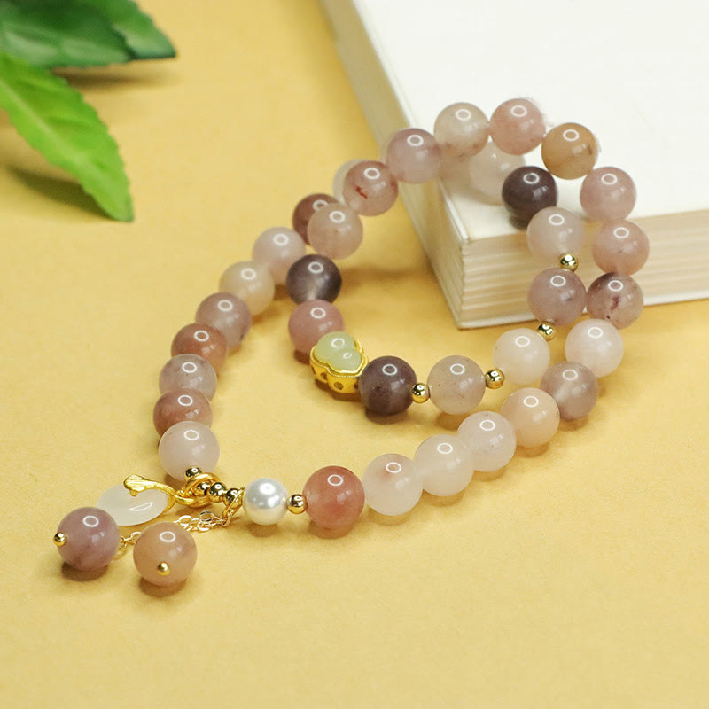 Buddha Stones天然ゴールデンシルク翡翠二重層ひょうたん平和バックル幸運ブレスレット