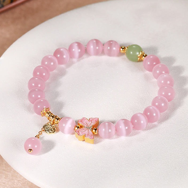 Buddha Stones 925スターリングシルバー キャッツアイ 和田翡翠 バタフライ ピースロックチャーム ピースブレスレット