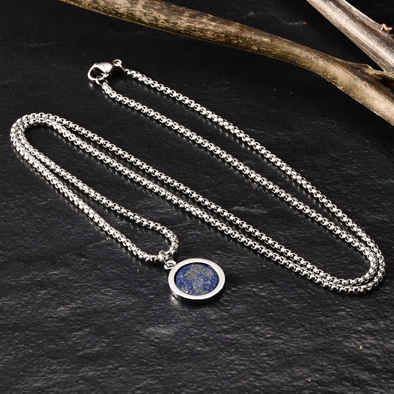 Buddha Stones天然石 ターコイズ タイガーアイ ラズライト マラカイト チタン鋼 浄化ネックレス ペンダント