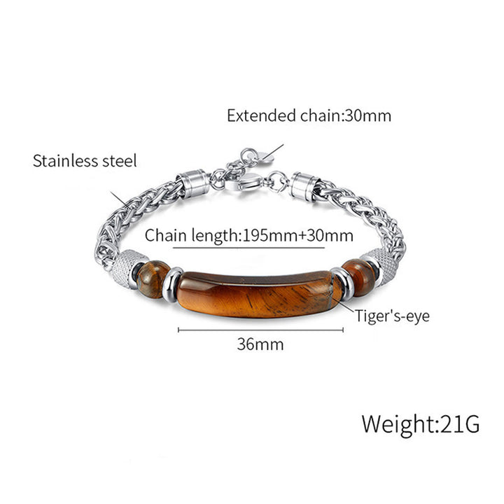 Buddha Stonesタイガーアイ ブラックオブシディアン チタン鋼 強度バックルブレスレット