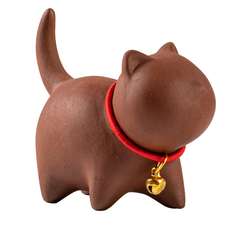 Buddha Stonesミニラブリーレッドロープベルキャットティーペットパープル粘土置物デスクデコレーション - image 6