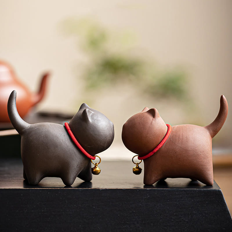 Buddha Stonesミニラブリーレッドロープベルキャットティーペットパープル粘土置物デスクデコレーション - image 13