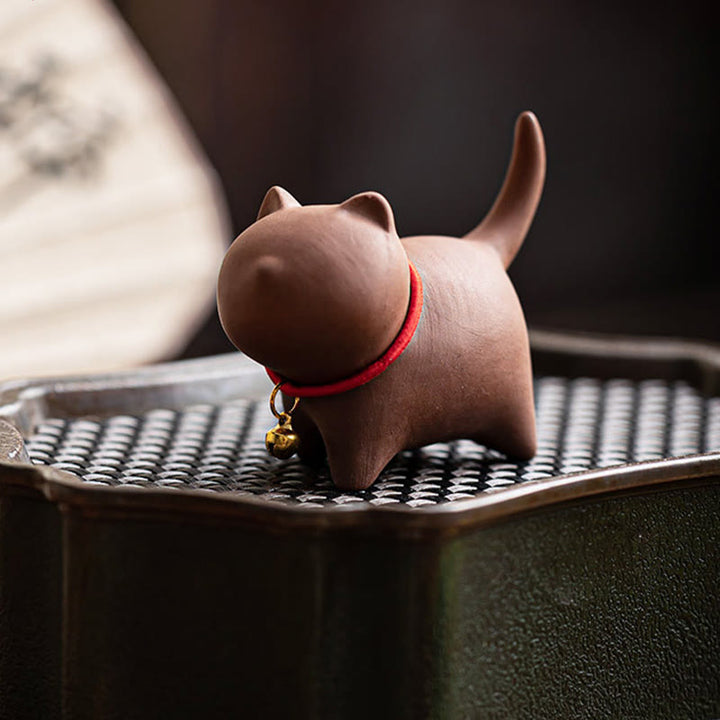 Buddha Stonesミニラブリーレッドロープベルキャットティーペットパープル粘土置物デスクデコレーション - image 7