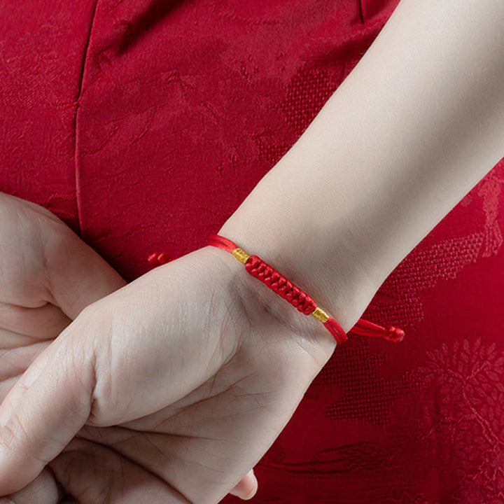 Buddha Stonesの手作り編み込み赤紐ハッピーノットフラットノットカラフルロープブレスレット