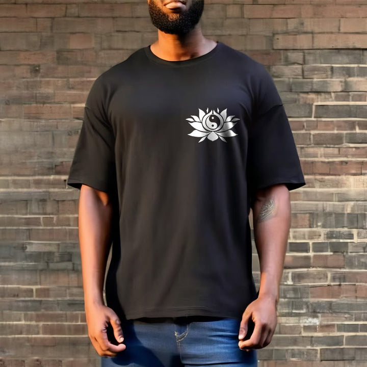 Buddha Stones陰陽 蓮の花 デザイン Tシャツ - image 3