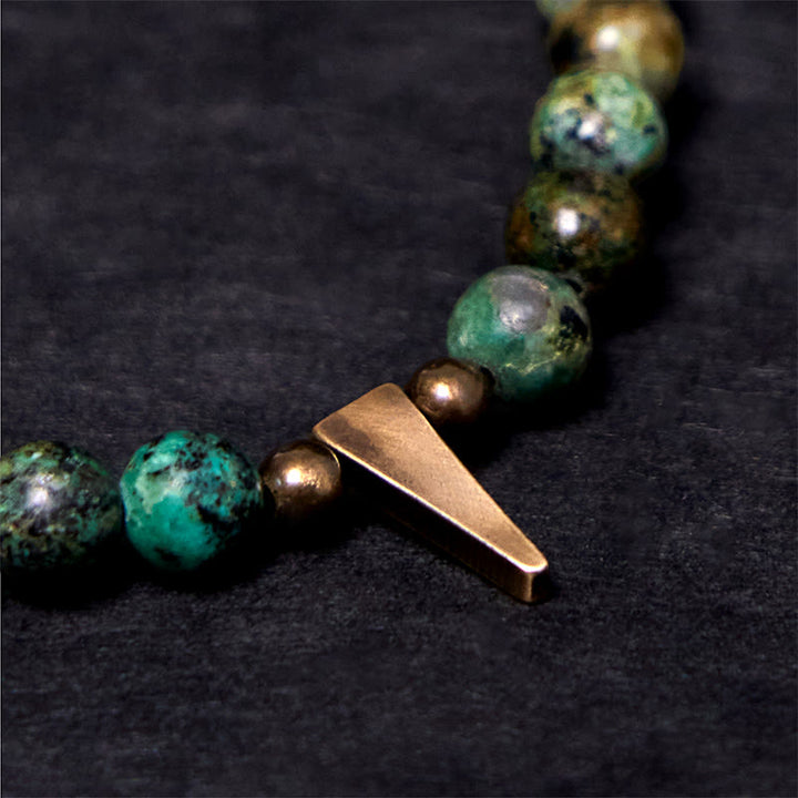 Buddha Stonesヴィンテージ ディストレストデザイン ターコイズ 銅 バランスブレスレット