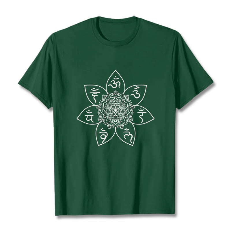 Buddha Stonesマンダラオーム・マニ・パドメ・フムパターン Tシャツ Tシャツ - フォレストグリーン - 2XL - image 1