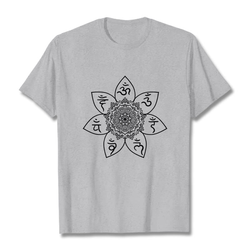 Buddha Stonesマンダラオーム・マニ・パドメ・フムパターン Tシャツ Tシャツ - ライトグレー - 2XL - image 20