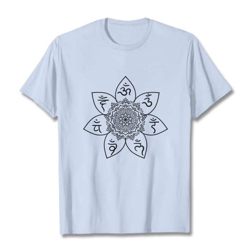 Buddha Stonesマンダラオーム・マニ・パドメ・フムパターン Tシャツ Tシャツ - ライトシアン - 2XL - image 19
