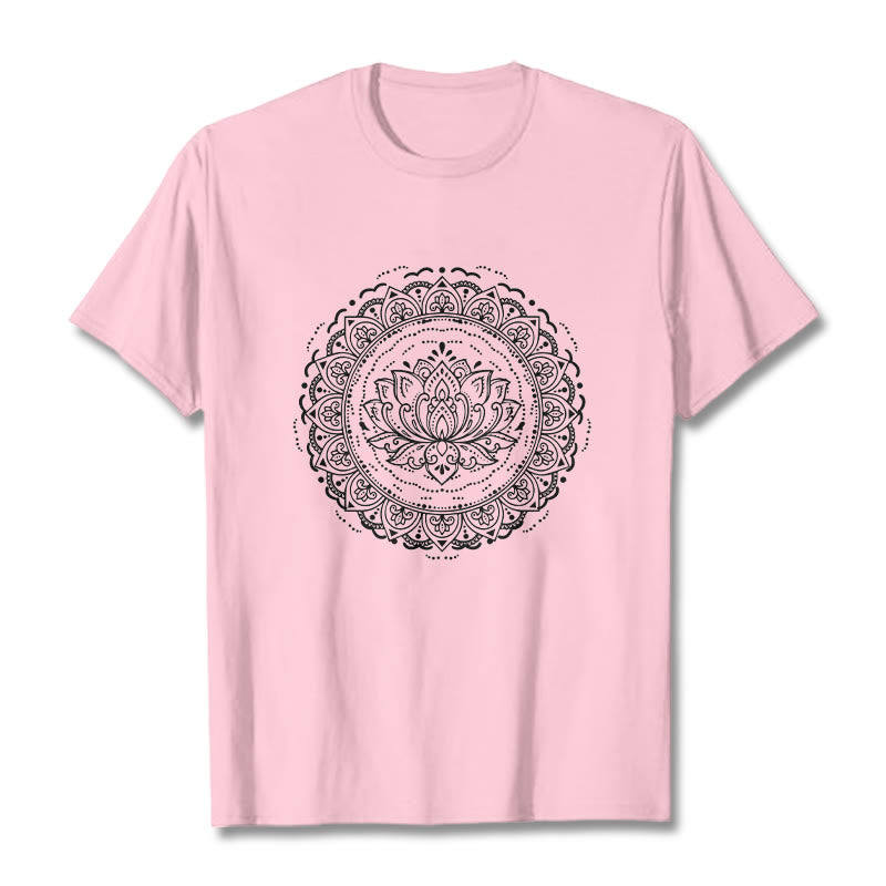 Buddha Stones曼荼羅蓮の花柄Tシャツ - ライトピンク - 2XL - image 13