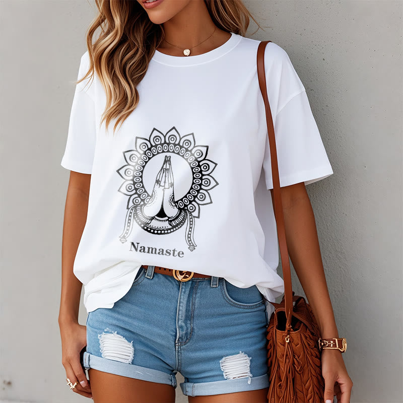 Buddha Stonesナマステ ジェスチャー マンダラ パターン Tシャツ Tシャツ - image 8