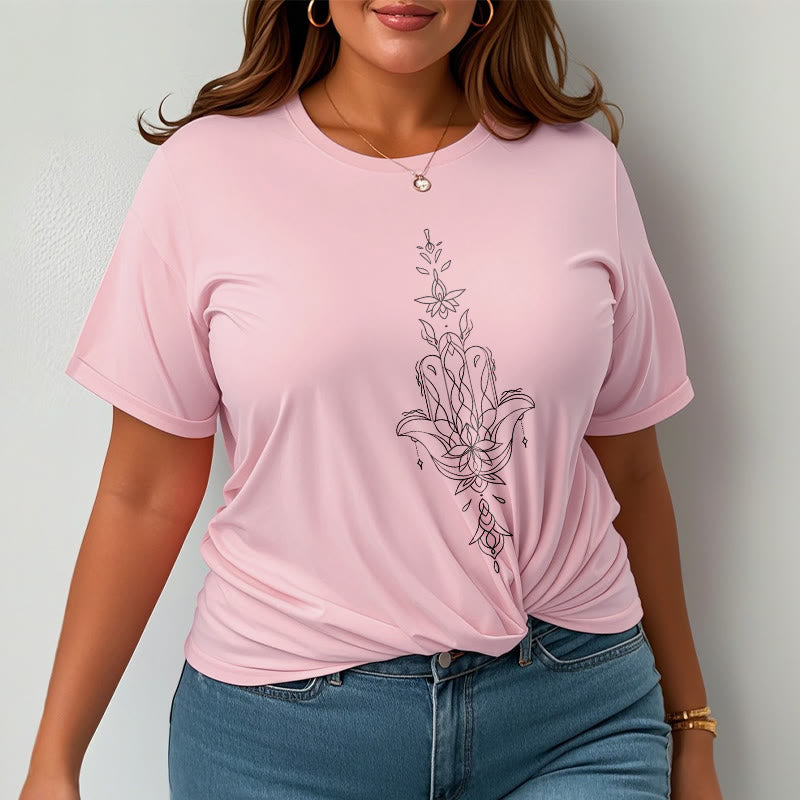 Buddha Stonesハムサハンド蓮の花柄Tシャツ - image 15