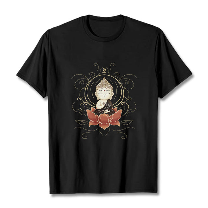 Buddha Stonesの静かな仏陀の蓮の模様Tシャツ - 黒 - 2XL - image 4