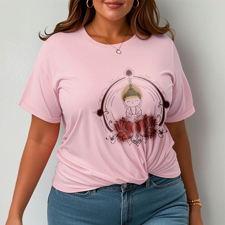 Buddha Stones喜びの仏陀 蓮の曼荼羅柄 Tシャツ - image 14