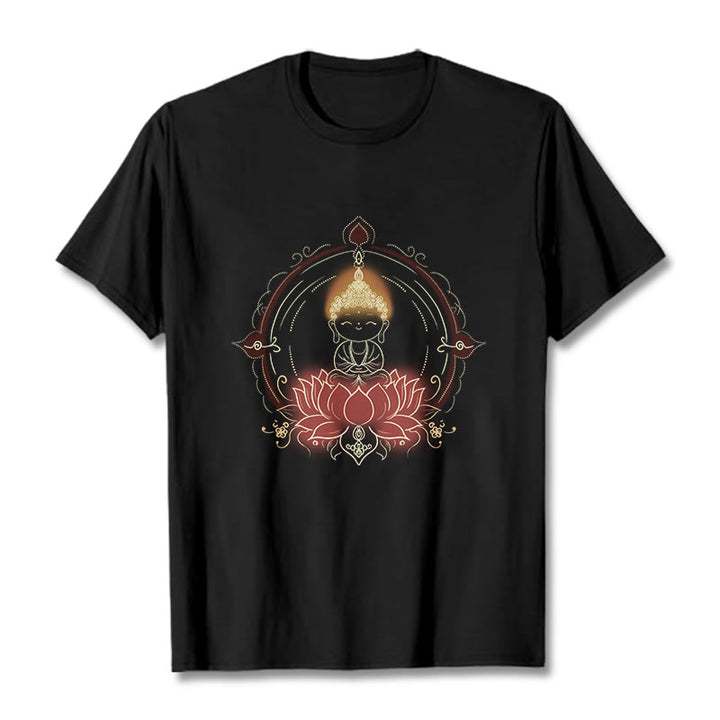 Buddha Stones喜びの仏陀 蓮の曼荼羅柄 Tシャツ - 黒 - 2XL - image 5