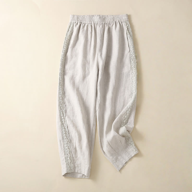 Buddha Stonesプレーンレース レディース ハーレム コットンリネン パンツ ポケット付き - ホワイトスモーク - US8-10,UK/AU12-14,EU40-42 (2XL) - image 10