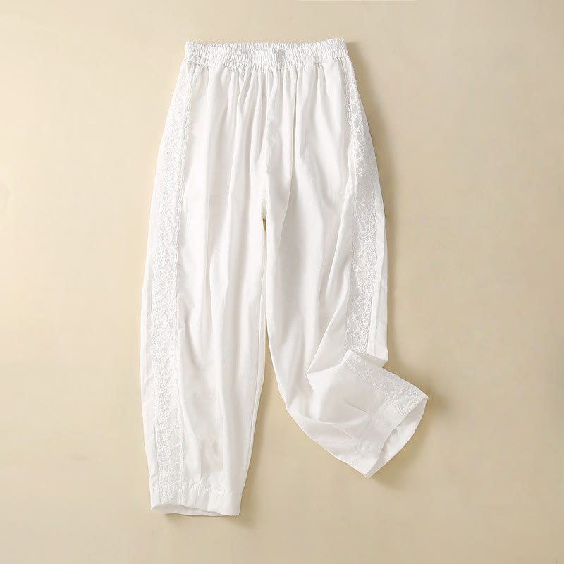Buddha Stonesプレーンレース レディース ハーレム コットンリネン パンツ ポケット付き - 白 - US8-10,UK/AU12-14,EU40-42 (2XL) - image 20
