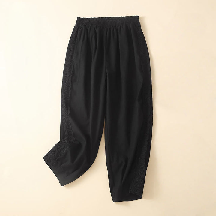 Buddha Stonesプレーンレース レディース ハーレム コットンリネン パンツ ポケット付き - 黒 - US8-10,UK/AU12-14,EU40-42 (2XL) - image 25
