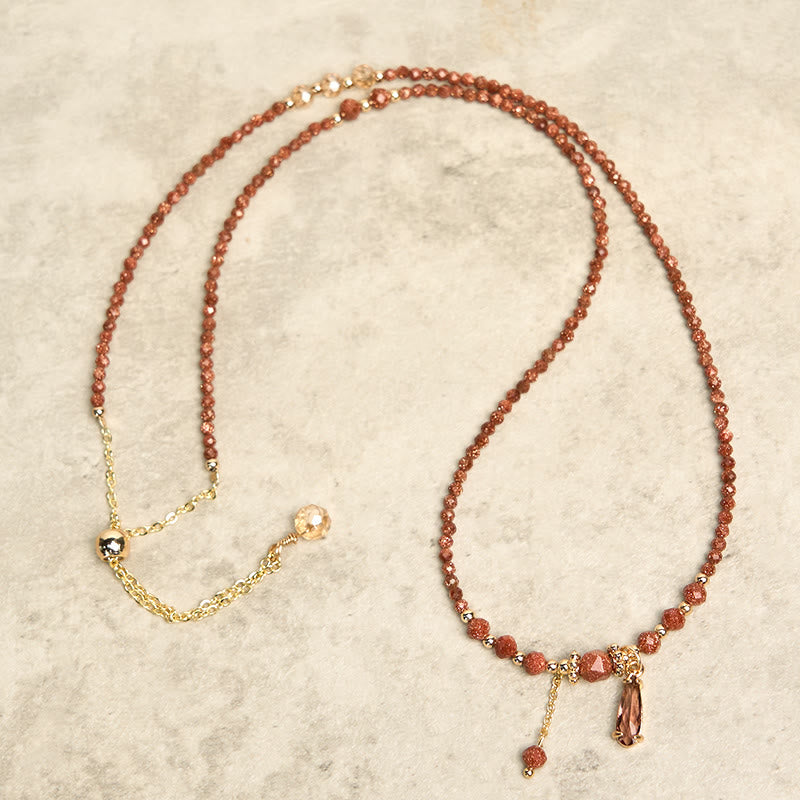 Buddha Stonesナチュラル 2mm ゴールドストーンビーズ ポジティブ マルチレイヤーブレスレット