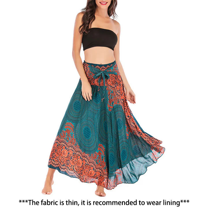 Buddha Stonesツースタイルウェア ボヘミアンコンパスローズフラワーレースアップスカートドレス - image 1