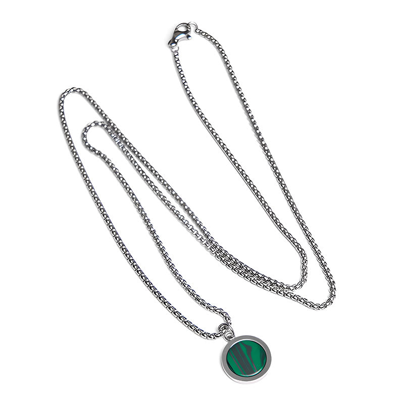 Buddha Stones天然石 ターコイズ タイガーアイ ラズライト マラカイト チタン鋼 浄化ネックレス ペンダント