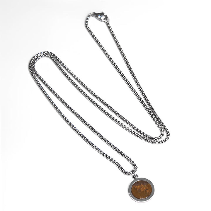 Buddha Stones天然石 ターコイズ タイガーアイ ラズライト マラカイト チタン鋼 浄化ネックレス ペンダント