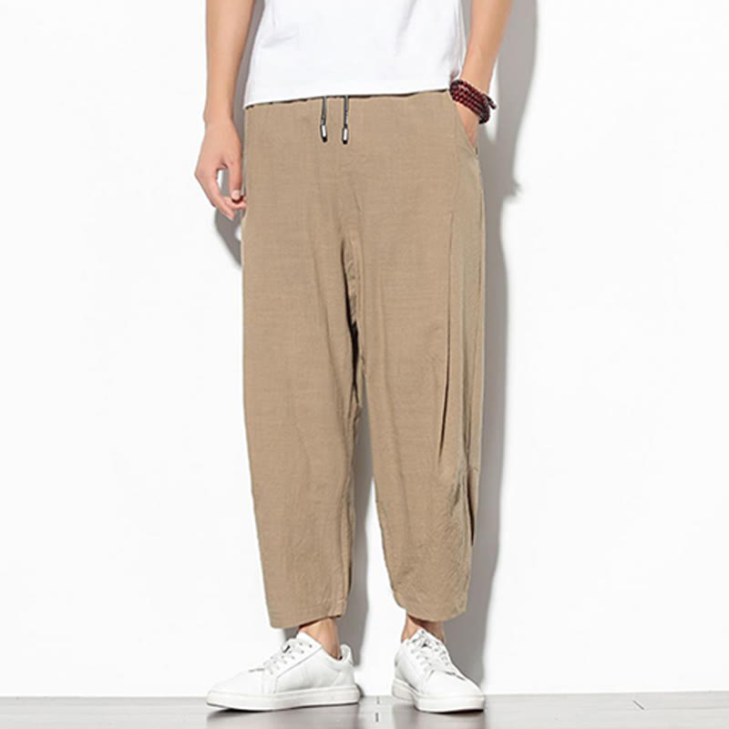 Buddha Stones夏 メンズ 7-8丈 コットンリネン キャロットパンツ ポケット付き - image 13