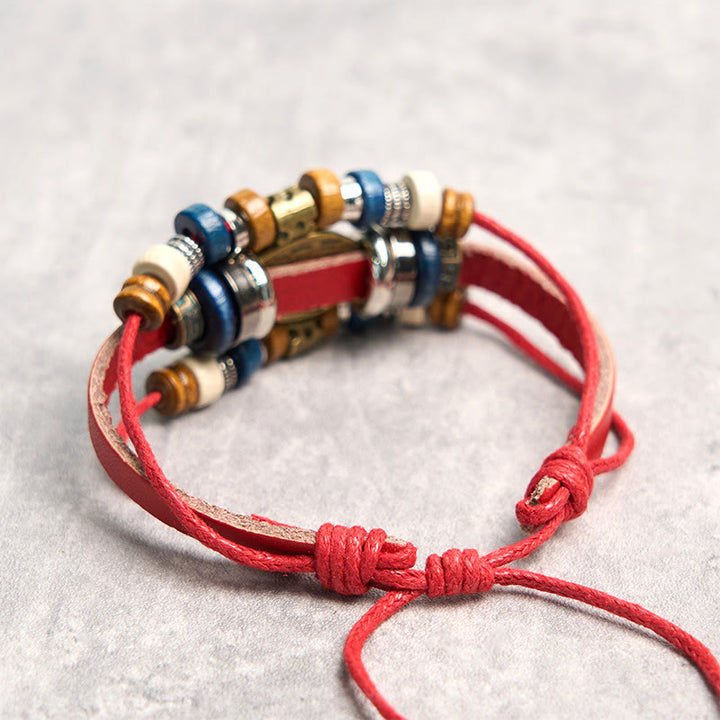 Buddha Stonesチベット邪眼レザー調節可能守護ブレスレット