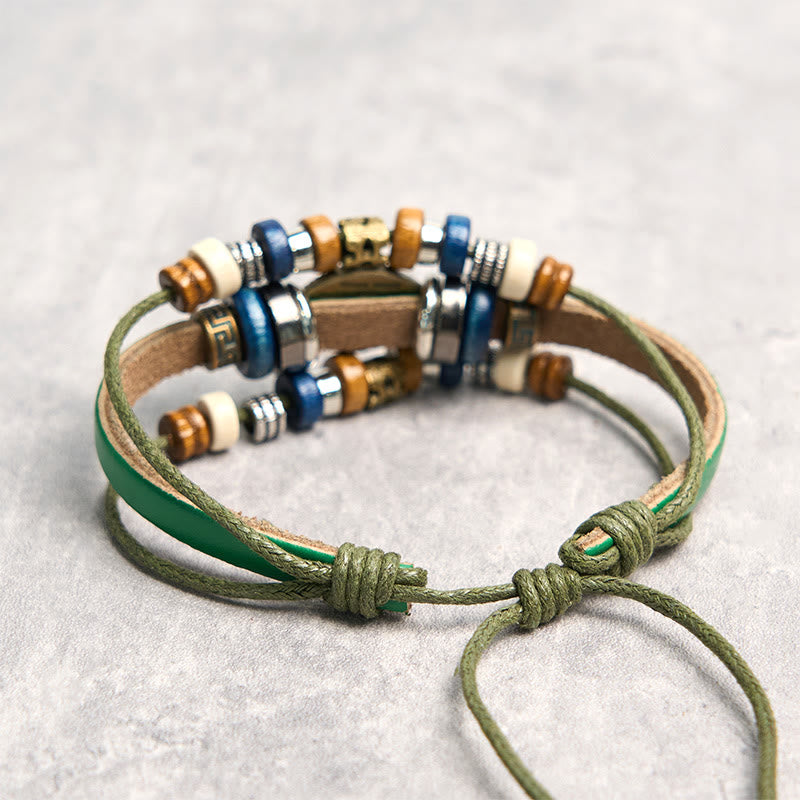 Buddha Stonesチベット邪眼レザー調節可能守護ブレスレット