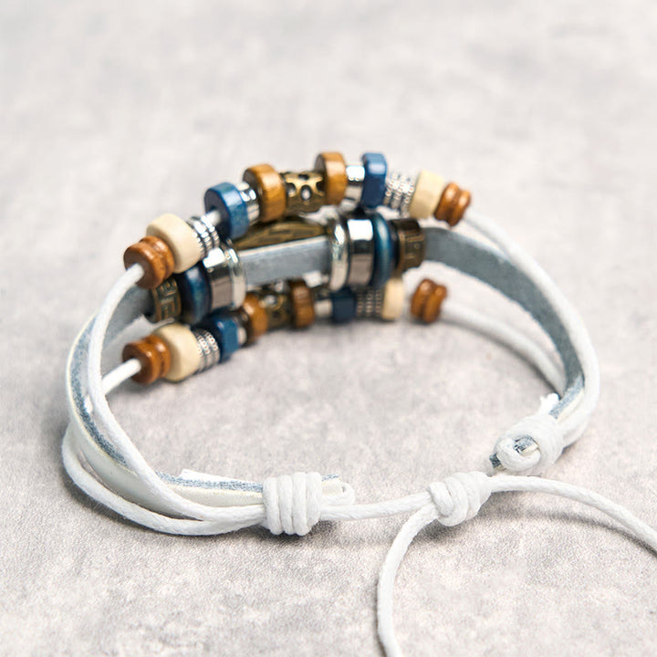 Buddha Stonesチベット邪眼レザー調節可能守護ブレスレット