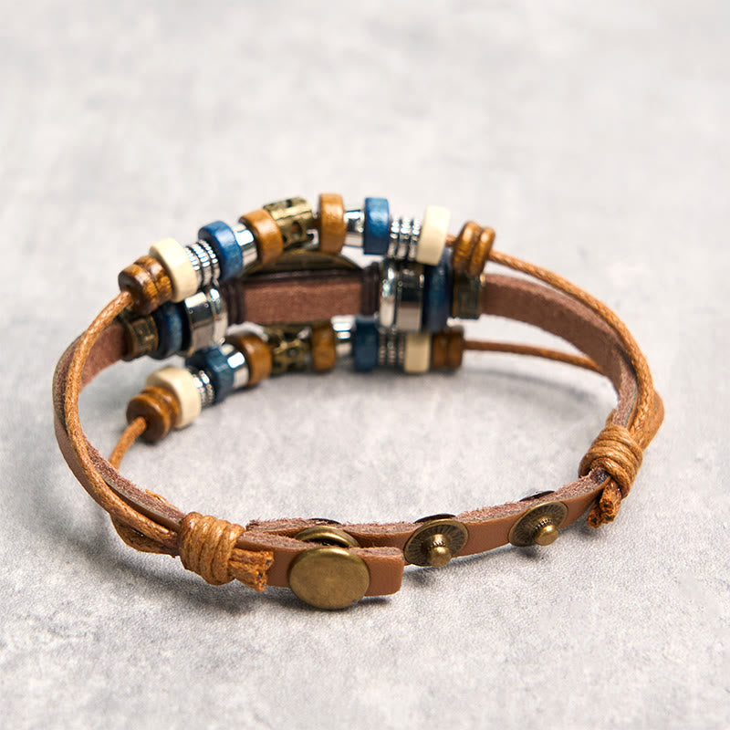 Buddha Stonesチベット邪眼レザー調節可能守護ブレスレット