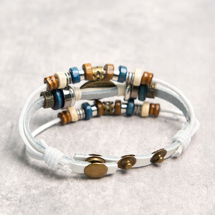 Buddha Stonesチベット邪眼レザー調節可能守護ブレスレット