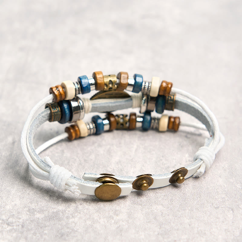 Buddha Stonesチベット邪眼レザー調節可能守護ブレスレット