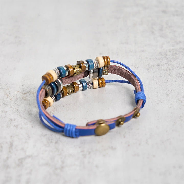 Buddha Stonesチベット邪眼レザー調節可能守護ブレスレット