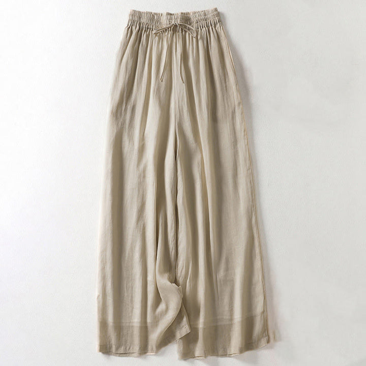 Buddha Stonesカジュアル ドローストリング コットンリネン アンクル丈 レディース ワイドレッグパンツ ポケット付き - タン - US8-10,UK/AU12-14,EU40-42 (2XL) - image 9